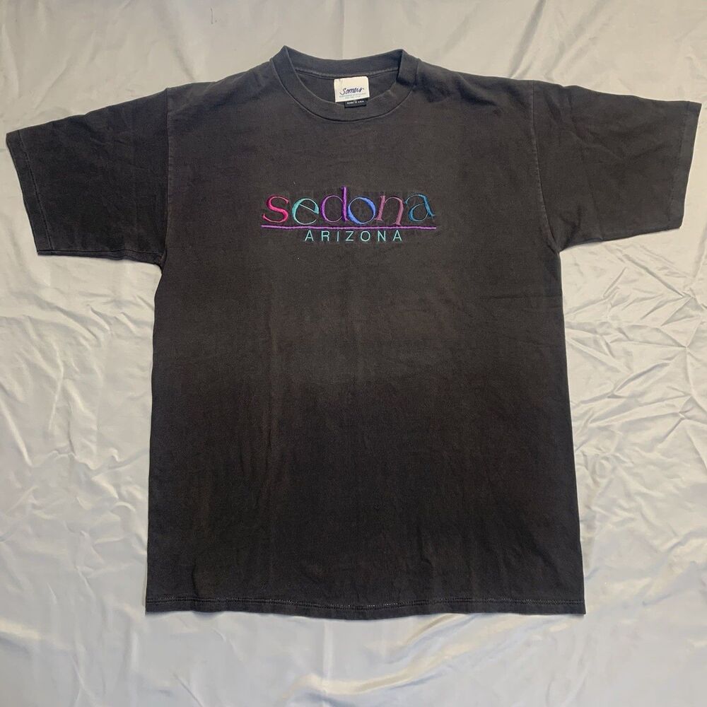 VTG 90s HL Miller Gold Gray Shirt Size XL Sedona Arizona Kokopelli Woven T Shirt